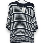 Barefoot Dreams NWT  Boucle Striped Pullover Sweater Size L Indigo/Pearl $148 Photo 0