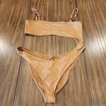 SKIMS Swim Monokini One piece Cut Out with removable straps almond size 4x nwt Photo 2