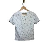 Sandro  Paris White Lace Short Sleeve Top with Black Silk Piping Sz. 1 (US S/4) Photo 7