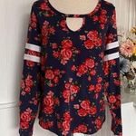 Joe Boxer Floral Print Keyhole Top Accent Neckline Long Sleeve Photo 0