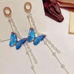 Blue Butterfly Long Tassel Earrings Photo 0