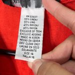 JOHN ROBERTS Red Linen Blend Button Front Collared Midi Shirt Dress Size 14 Photo 6