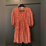 Rebecca Minkoff caden printed Floral long sleeve Tiered Ruffle Mini Dress Orange Photo 2