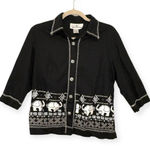 Vintage Erin London Black Linen Elephant Shirt Resortwear Vacation Style Small Photo 0