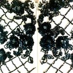 Jolene Mermaid Chiffon Beaded Rhinestone Prom Gown Black Ivory Pageant Size M Size M Photo 7