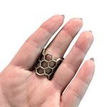 Purchased in Italy Handcrafted Silver Honeycomb Heart Bead Leather Wrap Ring Photo 1