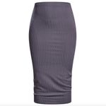 Pretty Little Thing High Waisted Ribbed Knit Midi Skirt Charcoal Grey Size 4 Photo 4