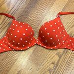 Victoria's Secret  Push Up Bra Red White Polka Dog Size 34C Photo 2