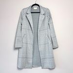 MELLODAY  Plaid Notch Lapel Open Front Trench Coat in Gray Plaid Small Photo 4