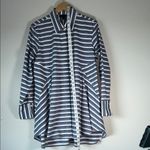 Donna Karan  Navy and White Striped Blouse Photo 5