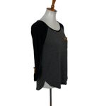 Staccato  Black Gray Striped Long Sleeve Top Pocket Detail Small Photo 2