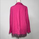 Vibrant Pink Button Down Shirt Embroidered Hem Barbiecore Plus Size Collar 2X Photo 1