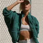 Free People Movement Hit The Slopes Fleece Teddy Jacket Bright Forest Medium Photo 0