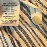 Time and Tru Dark Navy Gray White Striped Tie Front Shirt Womens XL Photo 4