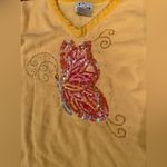 Quacker Factory The  Sequin Butterfly Embellished Sweater Yellow Size Small Photo 1