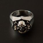 925 Silver Plated Adjustable Lucky Skull Ring for Men Women,Punk Hip Hop Ring Photo 2