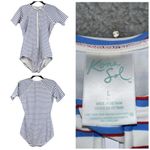Kona Sol ‎ Women's Swim White Blue Large Rash Guard One Piece Stretch Swimsuit Photo 9