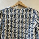 CAROLINE CONSTAS Quilted Linen Blend Jacket White/Blue Floral Small NWT Luxury Blue Photo 7