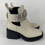 Karl Lagerfeld Paris Ivory Chunky Heel Embellished Platform Combat Boot Size 7.5 Photo 5