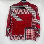 Vtg Fire Islander 1980s Womens Shirt Sz 44 USA Patch Dagger Collar Geometric Y2K Red Photo 4