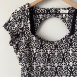 Anthropologie Deletta Black White Cutout Back Mini Dress A-Line Short Sleeve S Photo 4