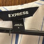 EXPRESS Blue/White Stripe Button Down Sweetheart Neck Puff Sleeve Bodysuit Large Photo 7