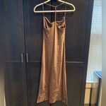EXPRESS Cowl Neck Bronze Satin Slip Dress Photo 4