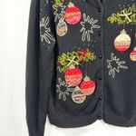 VTG Christmas Sweater Large Ornament Cardigan Black Ugly Holiday Party 706 Photo 3