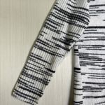 Talbots T by  Womens Sweater Sz M White Black Side Zip Mock Neck Long Sleeve Photo 3