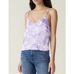 Ganni  Womens Heavy Satin Floral Camisole Top Purple 36 Photo 7