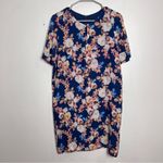 J.Crew Blue Floral 100% Silk Short Sleeve Keyhole Shift Dress Size 2 Photo 5
