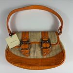 Cole Haan Amanda Straw Small Orange Leather Satchel Bag Purse NWT Y2K Photo 0