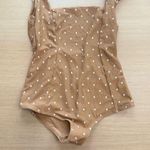 We Wore What  Vintage Low Leg One Piece bathing suit Size Medium Beige  x1246 Photo 4