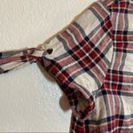 Jenni Kayne Sequoia Tie Shirt Cotton Blouse Plaid Red White Black XSmall Photo 2