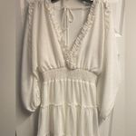 Luxe  Boutique White Textured Mini Dress W/ Shimmer Size Large Photo 0