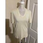 Brooks Brothers 346 Womens V Neck Short Sleeve T Shirt Cream Size L Photo 1