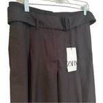 ZARA Wool High-Rise Wide Leg Belted Dress Pants Womens Small Charcoal Career NWT Photo 1