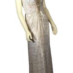 La Femme  strapless sweetheart white gold foil jewelled sequin gown size 2 Photo 4