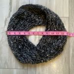 Handmade Hand-knit Gray and Black Beaded Loop Twist Continuous Circular Scarf, one size Photo 6