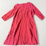 LISA BAYNE Red Grid 100% Linen Pullover Dress Kaftan Size XL Lagenlook Pockets Photo 0