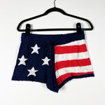 Beach Riot  Women's Balboa Cotton Blend Knit American Flag Print Mini Shorts S  Photo 0