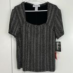 New Ronnie Nicole 1X Black, Silver Holographic Glitter Square Neck Formal Top Photo 2