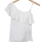 Abercrombie & Fitch Abercrombie White One Shoulder Flounce Sleeve Shirt Sz XS Photo 0
