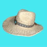 Stylish Tan Cowgirl Hat with Turquoise Accent and a little sparkle all over! Photo 7