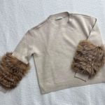 Alice + Olivia Shiela pullover Sweater With Fur Cuffs Photo 1
