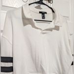 Forever 21  Collared Crop Top Medium Terry Knit Rugby Preppy Varsity Photo 1