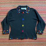 VINTAGE JEWELED BLACK KNIT CARDIGAN Photo 5