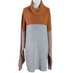 Free People Easy Street Ribbed Turtleneck Sweater Grey Multi Large Oversized Photo 3