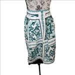 Eva Mendes Green and White Geometric Print Long Flared Skirt Sz 12‎ NEW Photo 1