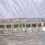 Eliza J Cream Taupe Crinkled Taffeta Jeweled Waist Double V Knee Length Dress 12 Photo 5